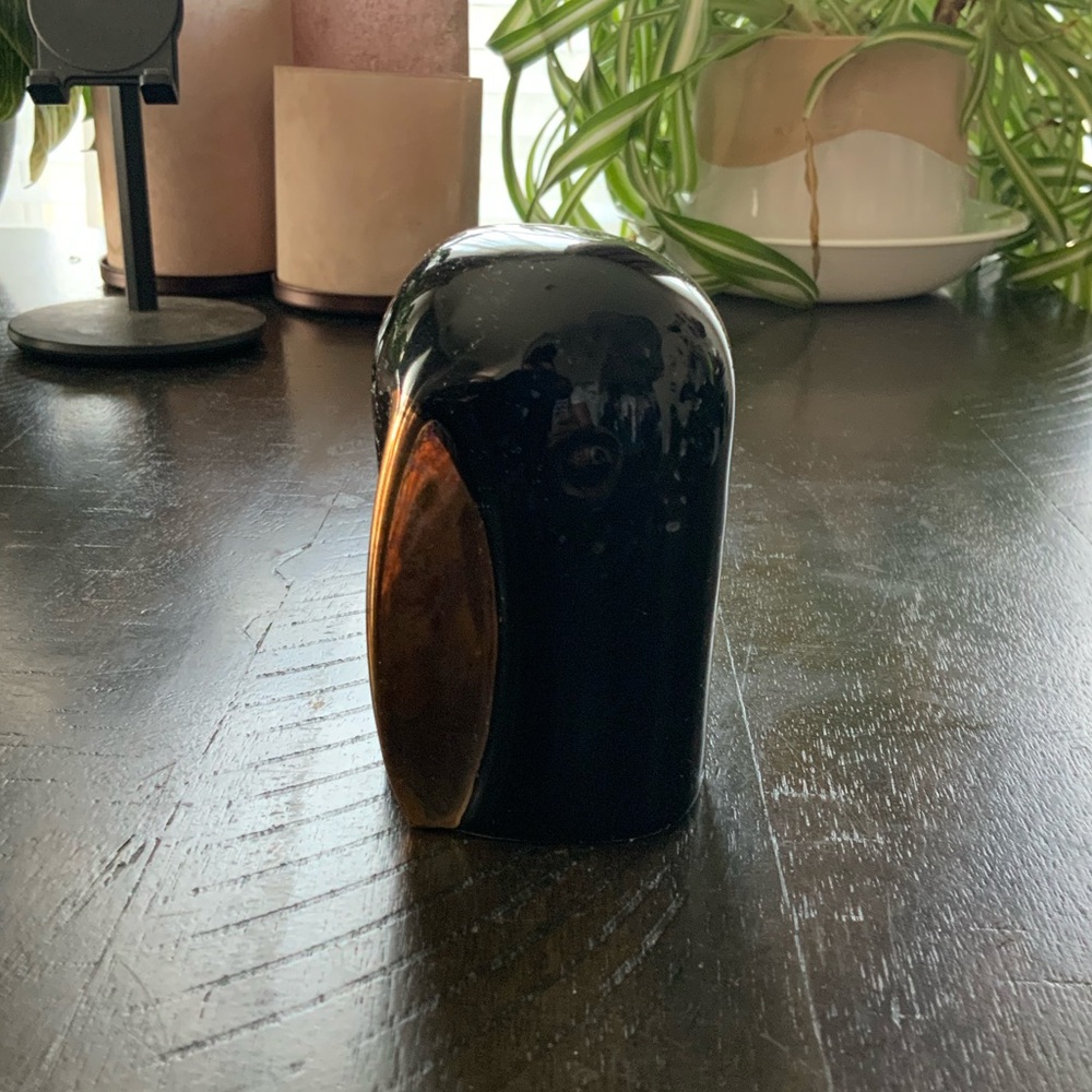 IKEA RUSTIGT Black Gold Ceramic Bird Figurine